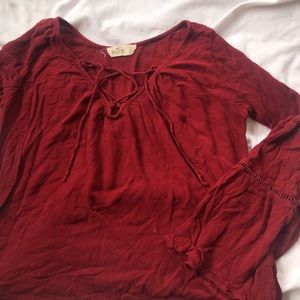 red laced up blouse from Hollister